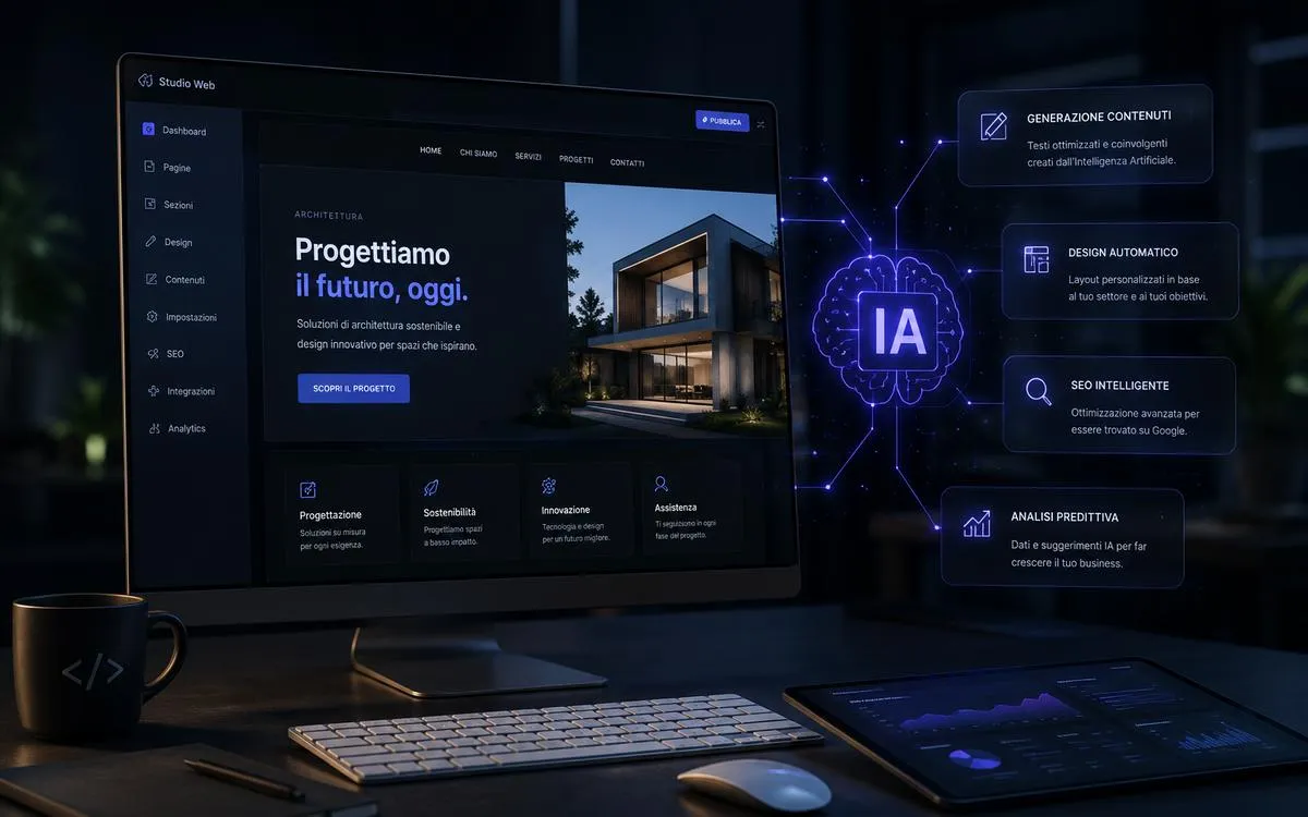 Pannello di gestione di un sito con le funzioni di Intelligenza Artificiale